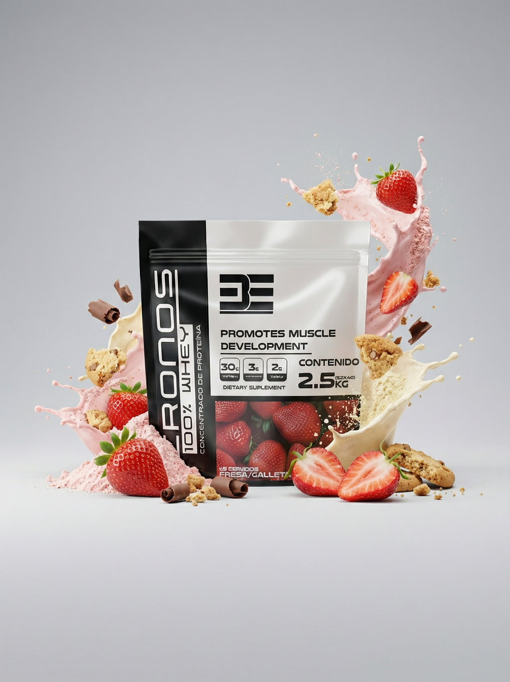 BE CRONOS 100% WHEY 2.5KG FRESA GALLETA