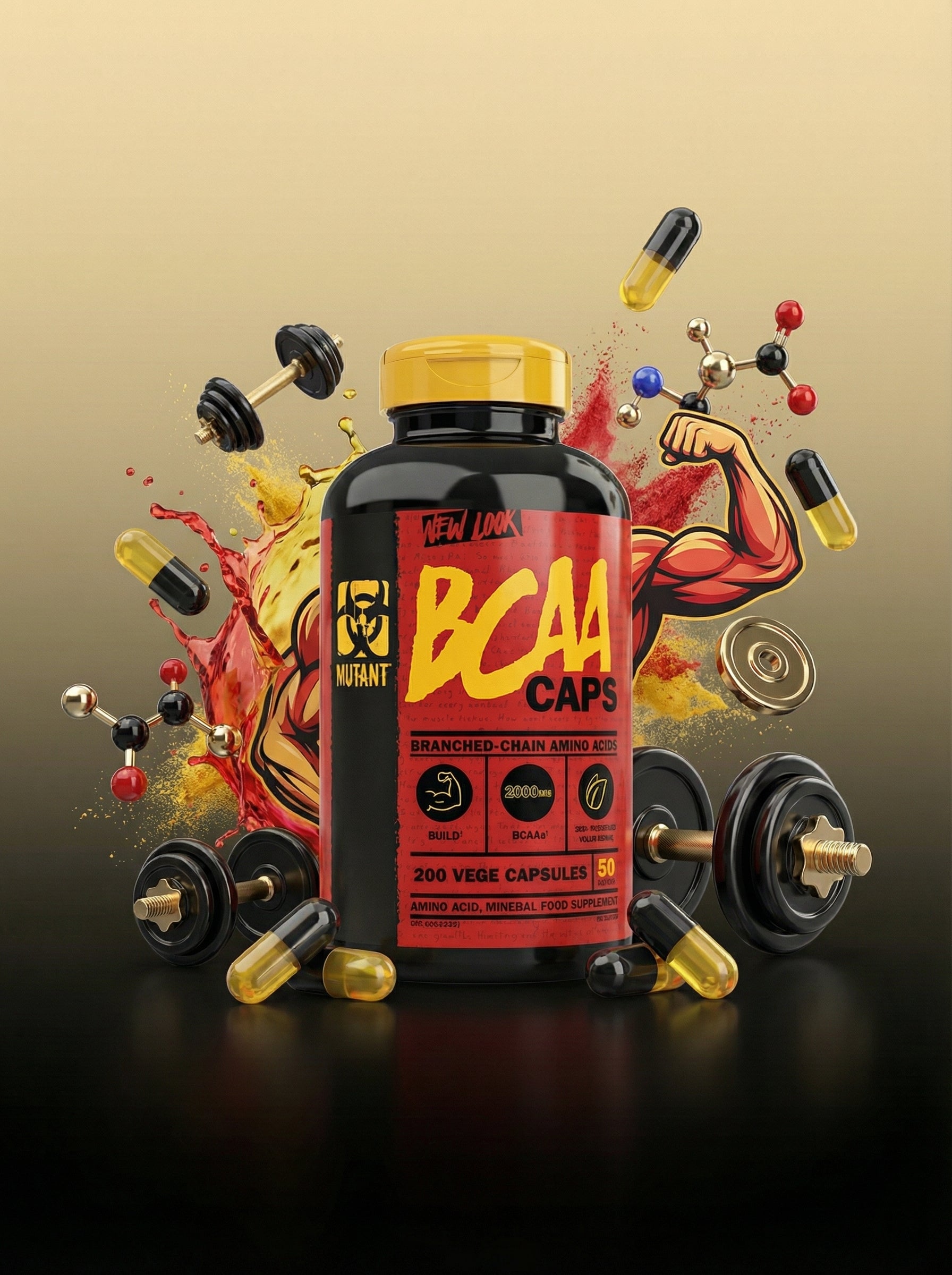 MUTANT BCAA 200 CAPS 50 SERV SIN SABOR